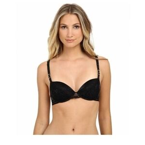 34 C Stella McCartney Isabel Floating Contour Underwire Plunge Silk Bra …